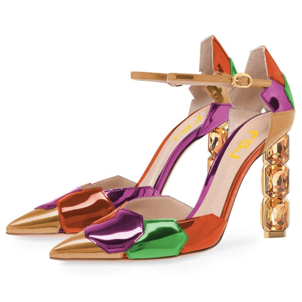 FSJ Multicolor Geometric Heels